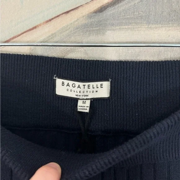 BAGATELLE Navy Blue Ribbed Knit Sweater Pants Size Medium - Picture 8 of 9